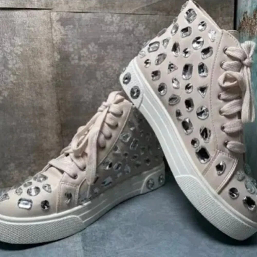 Cream Hi Top Rhinestone 9.5 - Picture 2 of 4